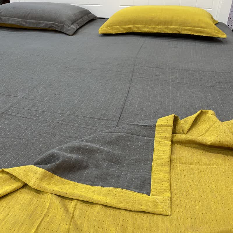 Ownkoti Subtle Dot Cotton Double Gauze Bedspread - Grey & Yellow - 2PCS Pillowcases - 19" x 29" - image 6