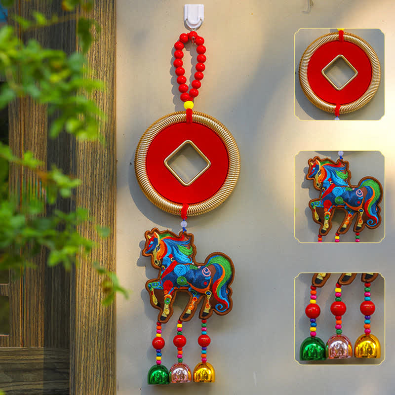 Ownkoti Auspicious Festive Horse Hanging Ornament - Coffee - Copper Coin - 4.72"W x 16.53"L - image 7