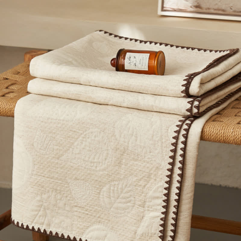 Ownkoti Textured Botanical Leaf Cotton Linen Quilt - image 2