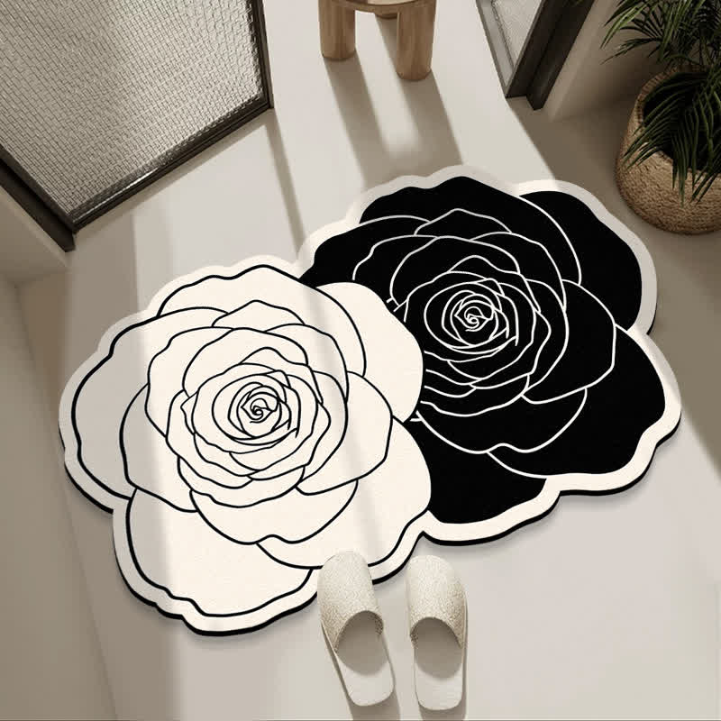 Ownkoti Rose Inspired Diatom Mud Bath Mat - Black&White - 31"x 47" - image 3
