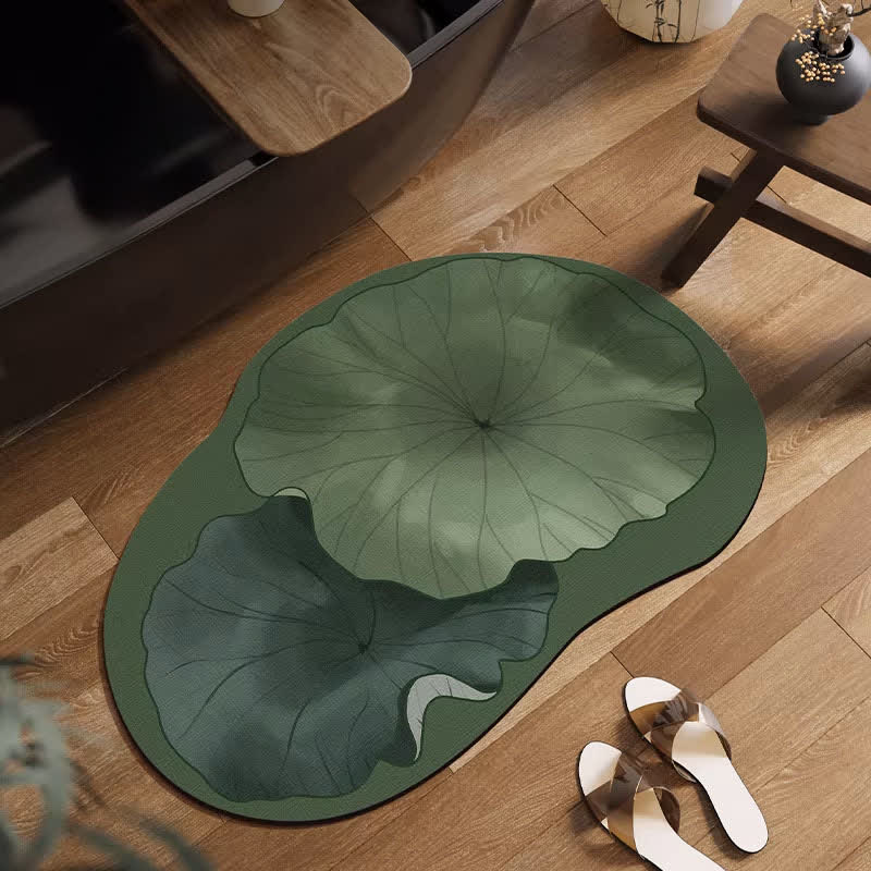 Ownkoti Lotus Leaf Inspired Diatom Mud Bath Mat - Green - 23" x 35" - image 0