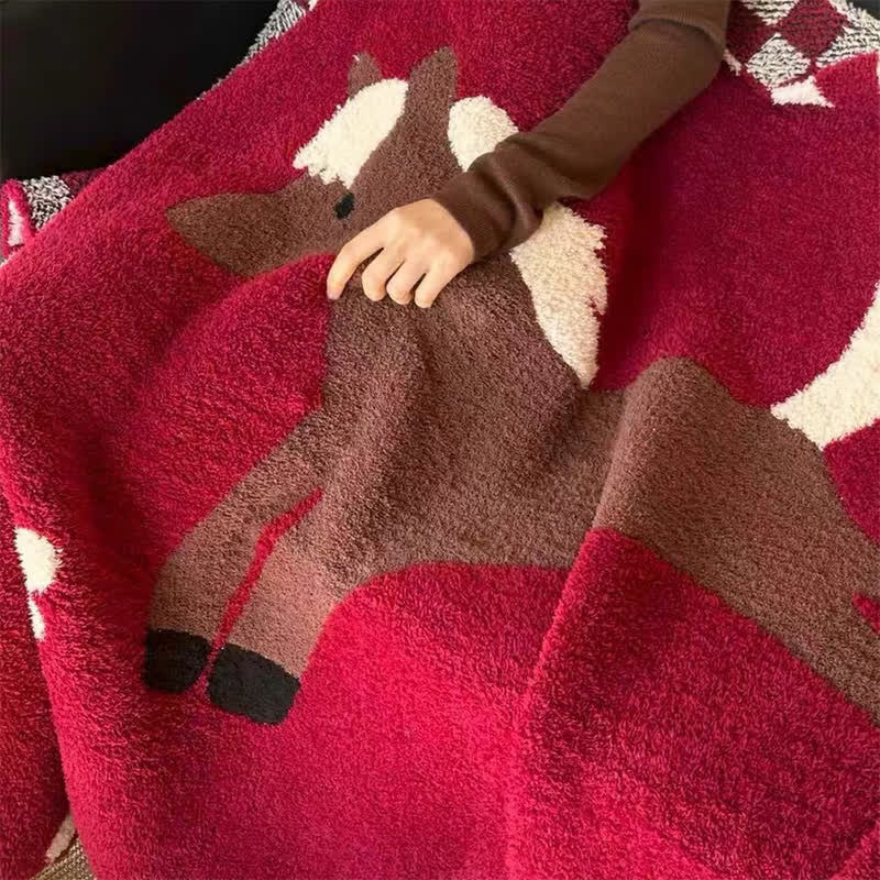 Ownkoti Festive Equestrian Red Fleece Blanket - image 9