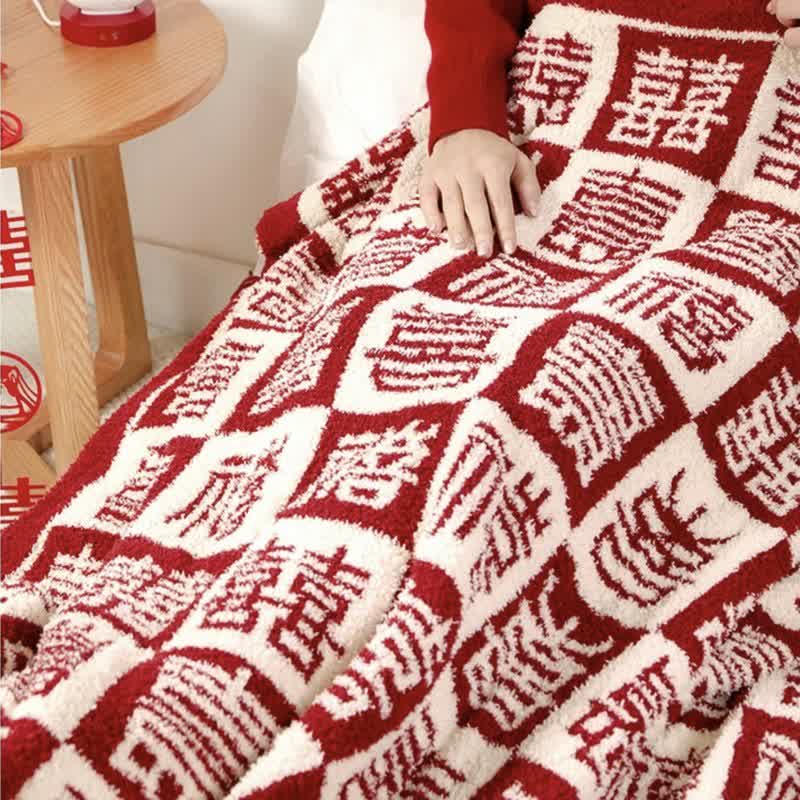 Ownkoti Oriental Auspicious Pattern Plaid Throw Blanket - image 5