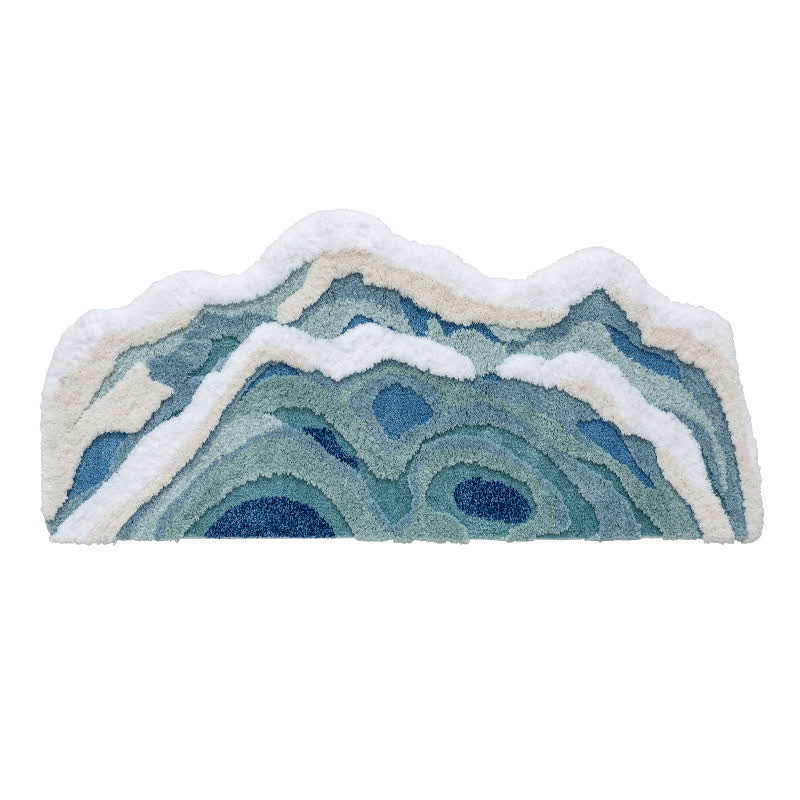 Ownkoti Abstract Ocean Wave Shaped Flocked Rug - image 12