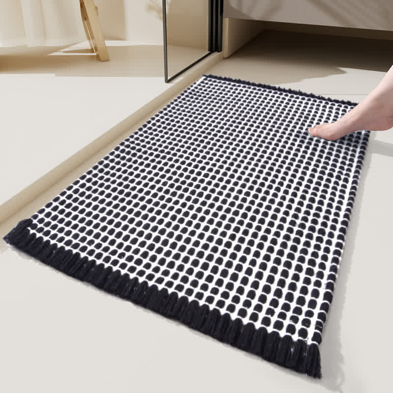 Ownkoti Woven Bath Mat with Tassels - Black - 23"W x 35"L - image 7