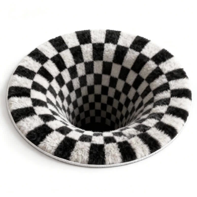 Ownkoti Black Hole 3D Checkered Rug - B - 55" x 55" - image 9