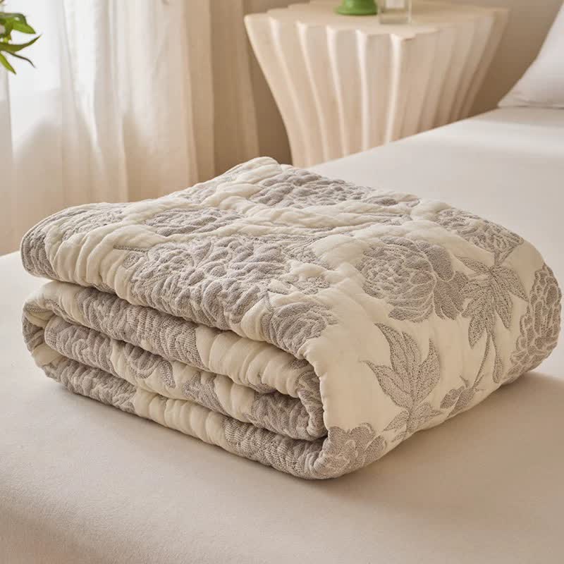Ownkoti Reversible Peony Floral Cotton Gauze Quilt - image 5