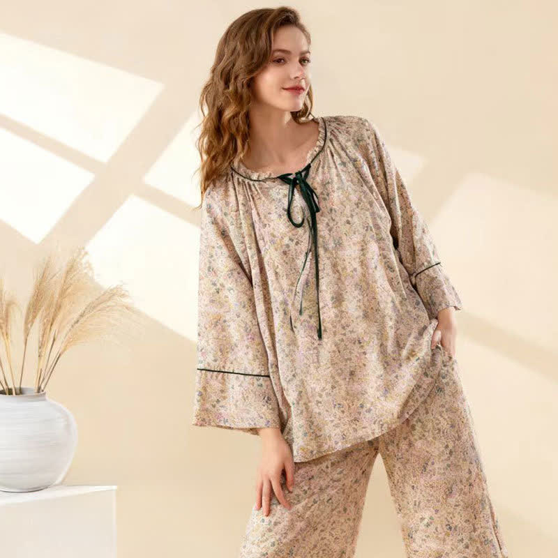 Ownkoti Pastoral Floral Cotton Ruffled Loungewear Set - image 2
