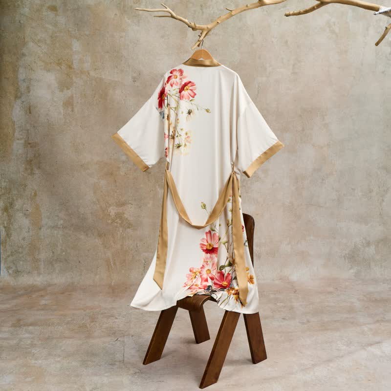 Ownkoti Oriental Luxurious Flower Kimono Style Bathrobe - image 4