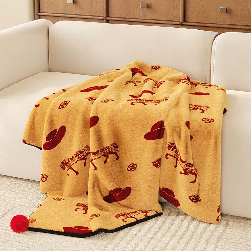 Ownkoti Year of the Horse Prosperity Fleece Throw - Yellow - 59"W x 79"L - image 5