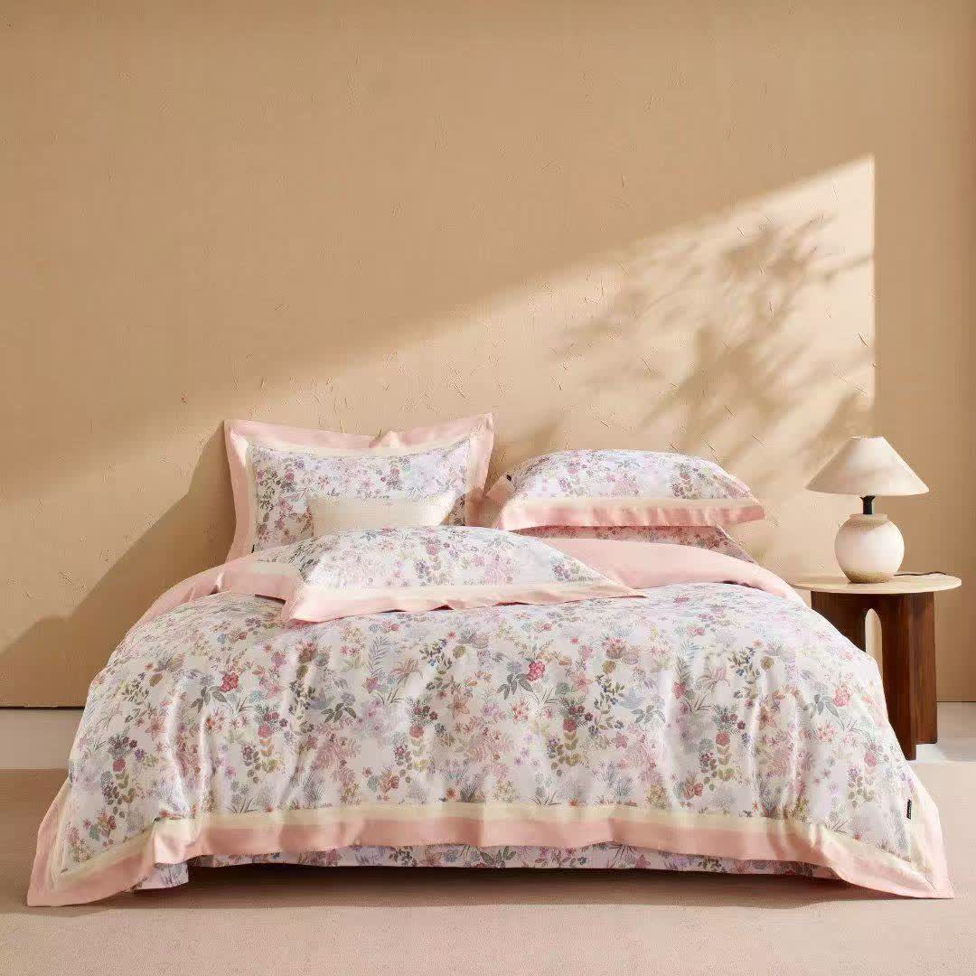 Ownkoti Muted Pink Ditsy Floral Cotton Bedding Set(4PCS) - image 1