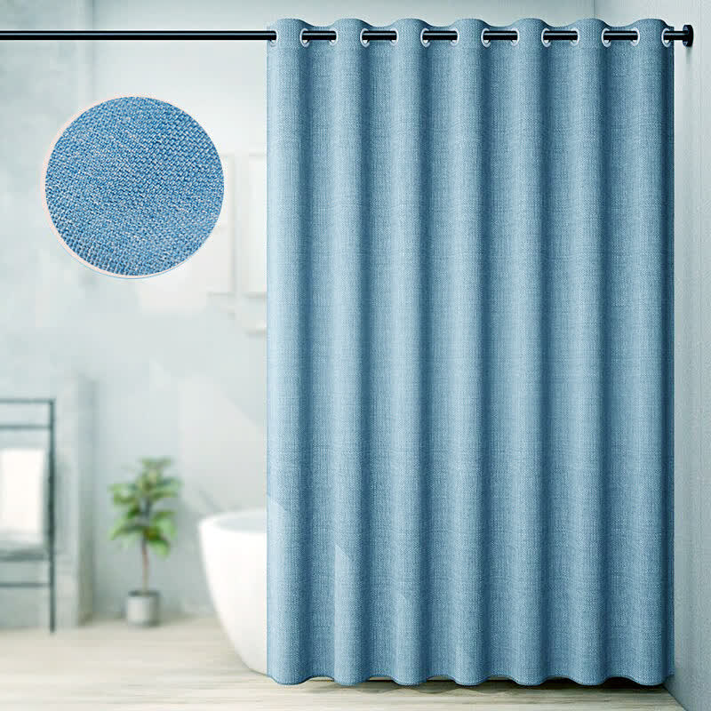 Ownkoti Luxurious Solid Color Flax Shower Curtain - Blue - 94"W x 79"L - image 6