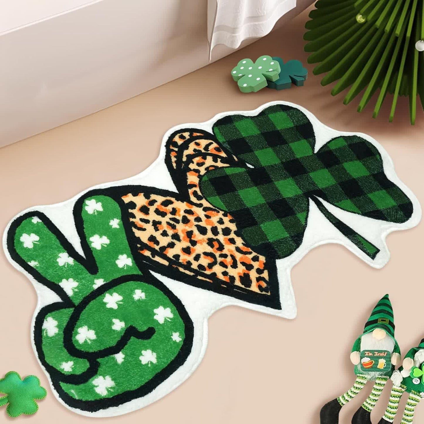 Ownkoti St. Patrick's Day Shamrock Theme Rug - Yes Love and Clover - 31" x 47" - image 1