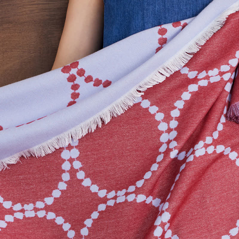 Ownkoti Reversible Circle Pattern Tassel Throw Blanket - image 14