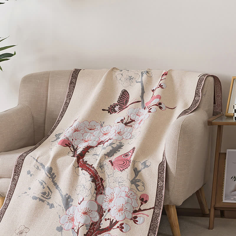 Ownkoti Plum Blossom & Butterfly Cotton Bath Towel - image 1