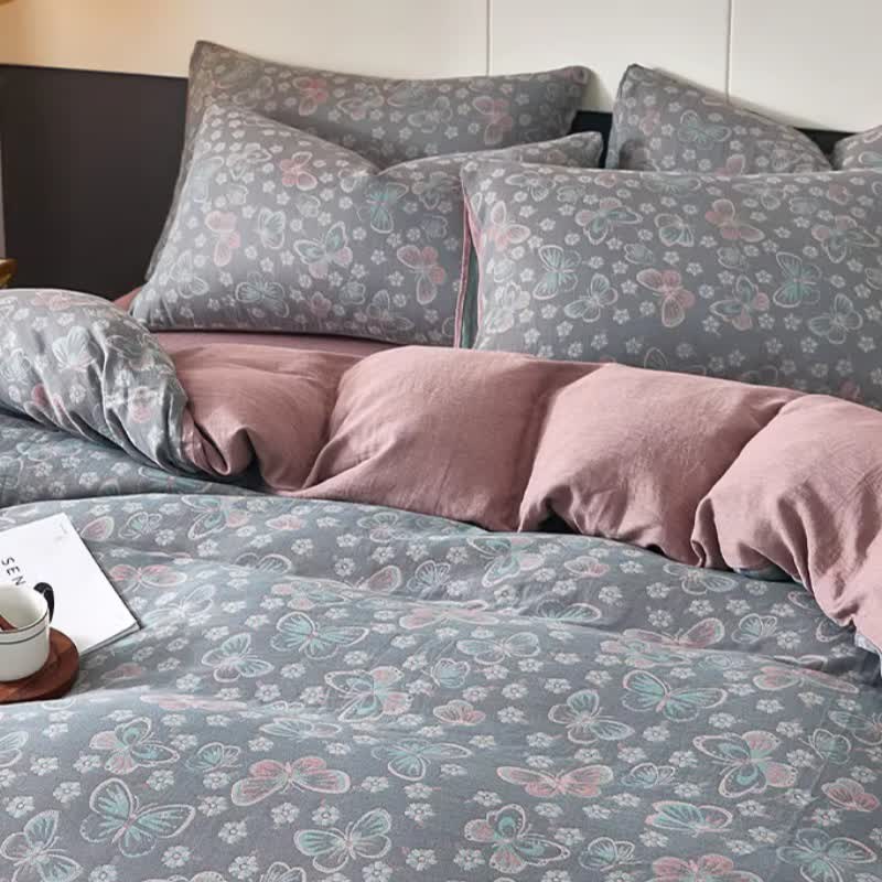 Ownkoti Butterfly & Floral Cotton Double Gauze Bedding - image 3