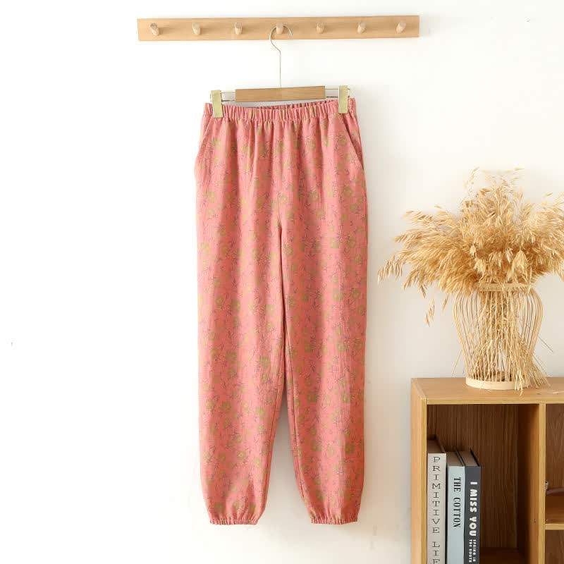 Ownkoti Rose Cotton Gauze Jogger Pajama Pants - Pink - XXL - image 1