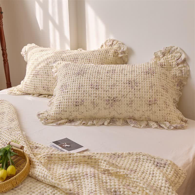 Ownkoti Floral Cotton Gauze Waffle Bedspread Quilt - image 9