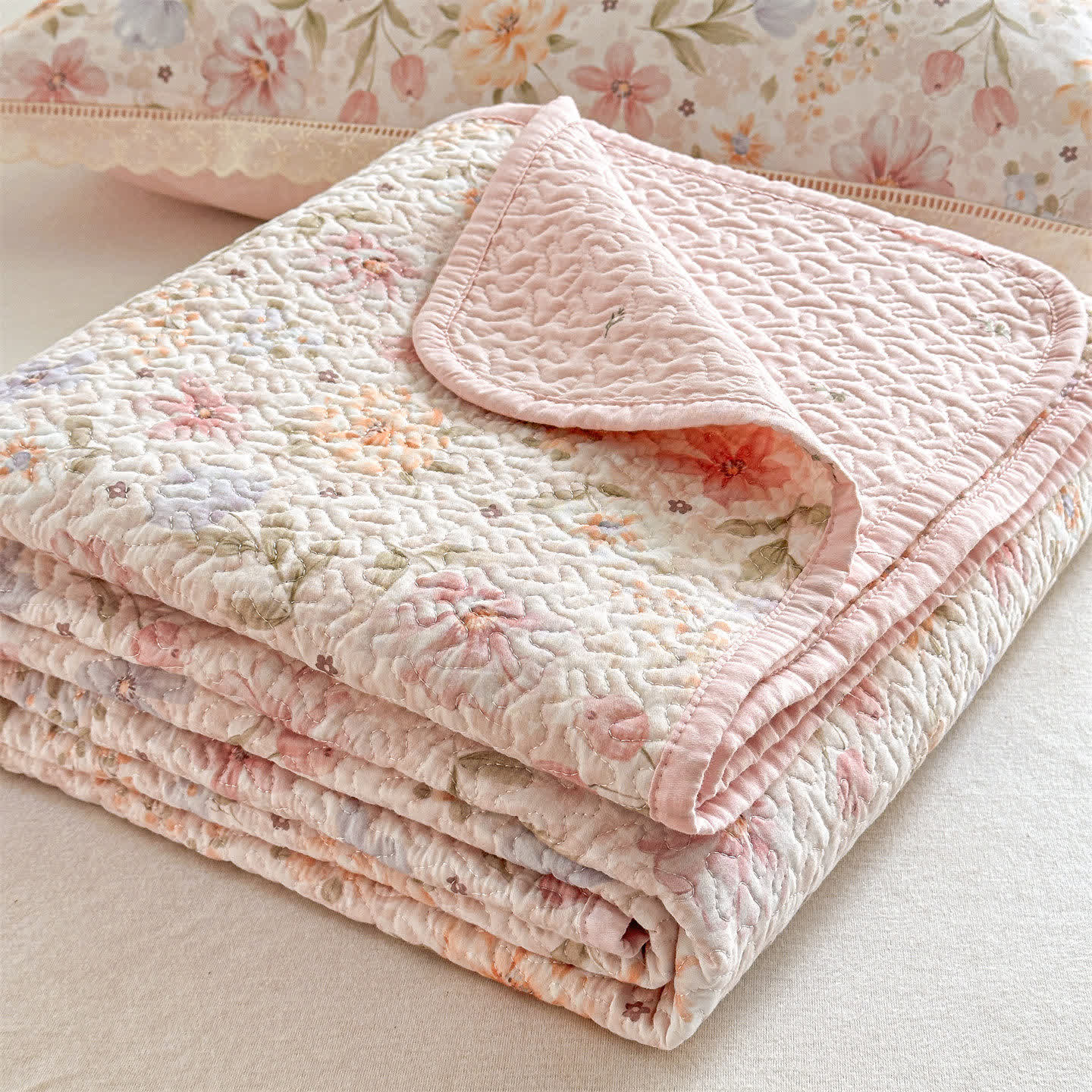 Ownkoti French Country Floral Quilted Cotton Bedspread - image 5