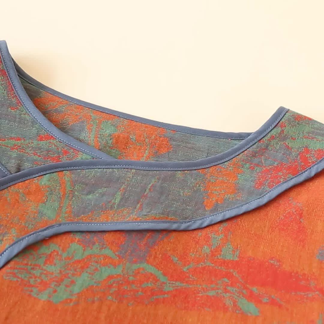 Ownkoti Vintage Orange Landscape Cotton Pajama Set - image 3