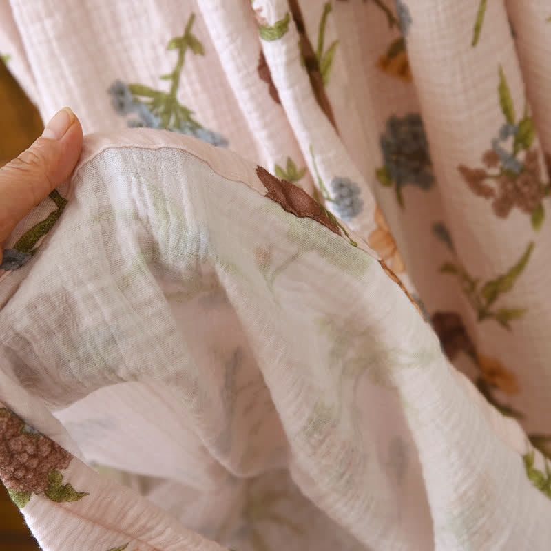 Ownkoti Floral Cotton Gauze Ruffled Neck Robe - image 10