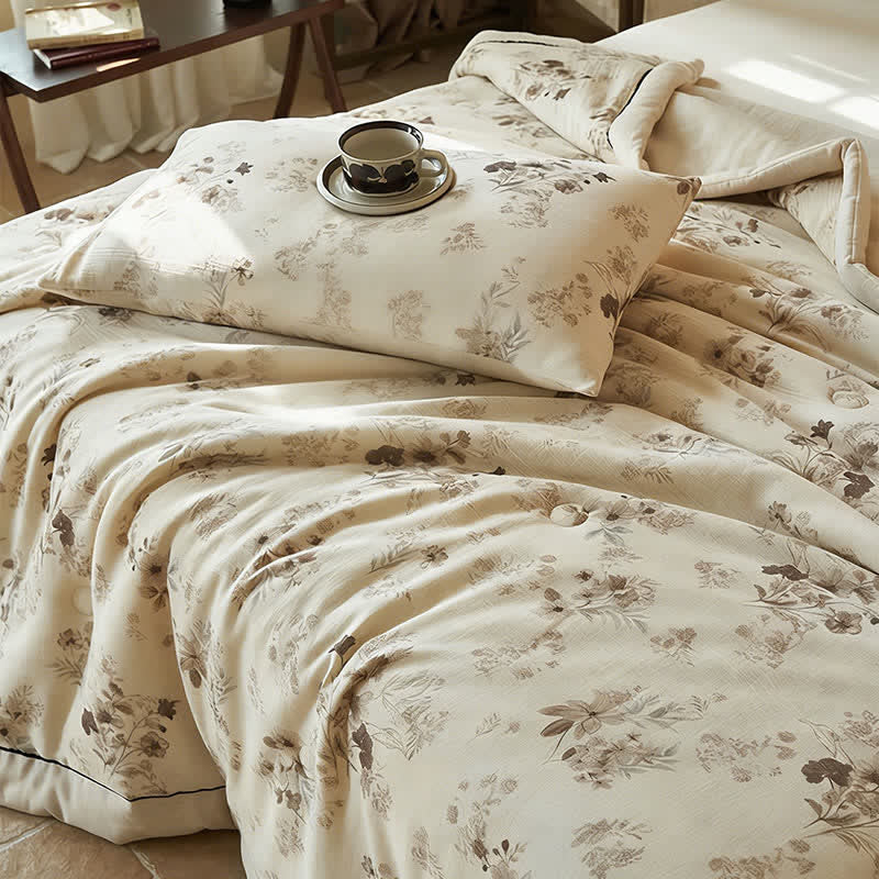 Ownkoti Elegant Soft Floral Cotton Linen Quilt - image 8