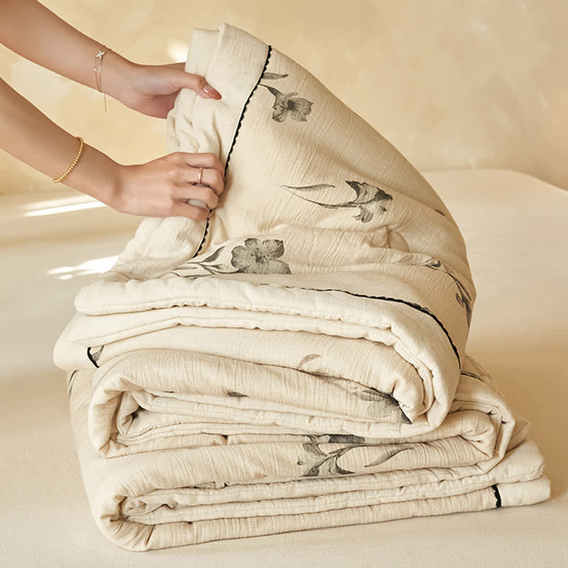 Ownkoti Elegant Floral Cotton Linen Quilt - image 7
