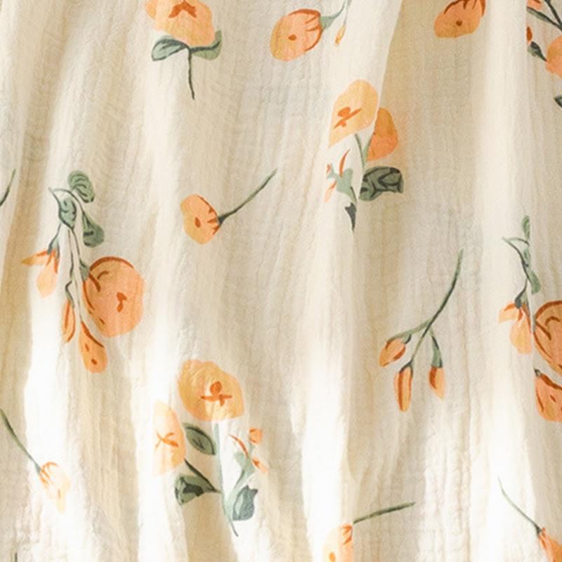Ownkoti Orange Floral Cotton Gauze Camisole Nightgown - image 7