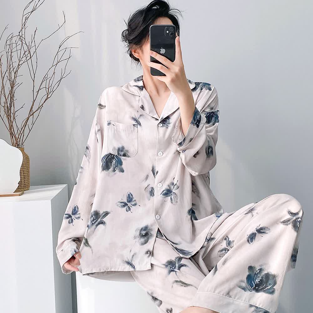 Ownkoti Ink Wash Floral Butterfly Pajama Set - image 1
