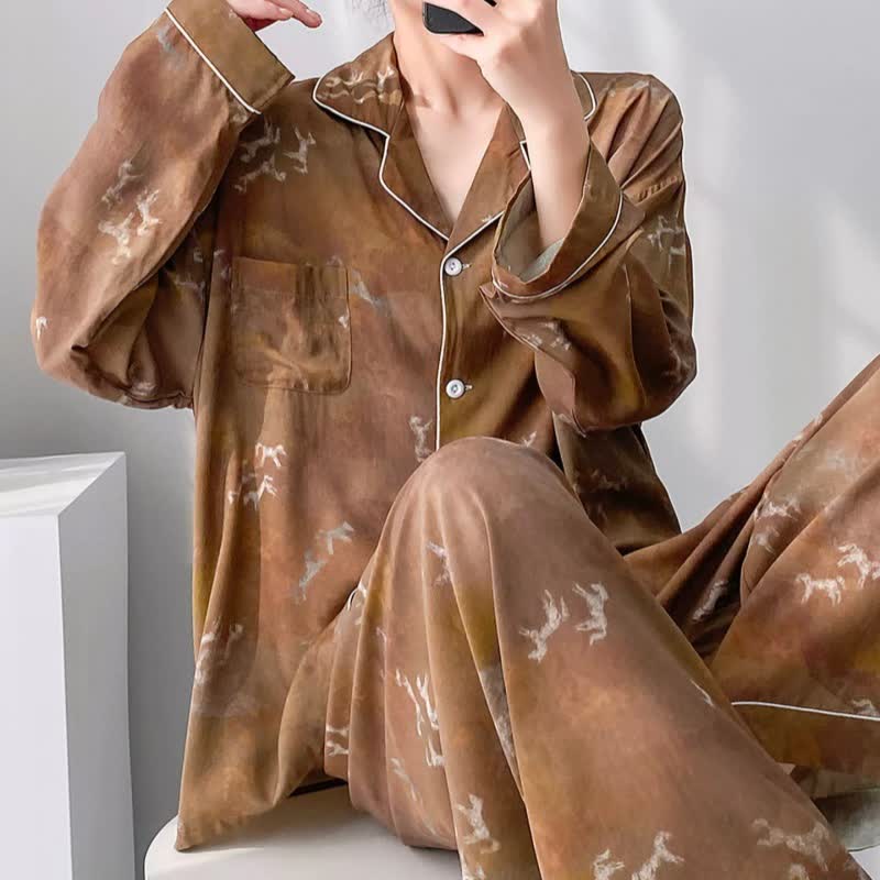 Ownkoti Vintage Horse Pattern Pajama Set - image 3