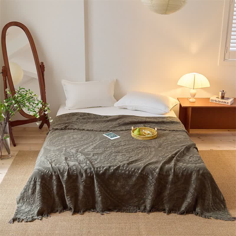 Ownkoti Chic Jacquard Waffle Weave Quilt Blanket - Brown - Queen - image 8