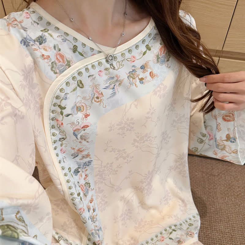 Ownkoti Vintage Hanfu-Inspired Floral Pajama Set - image 8