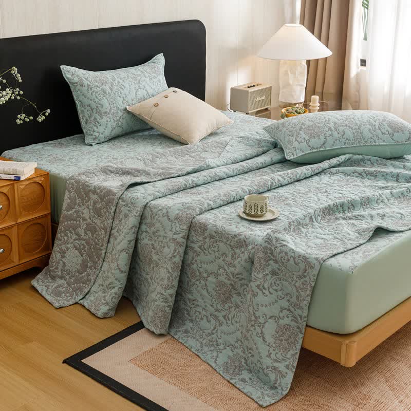 Ownkoti Vintage Cotton Triple-Layer Gauze Jacquard Quilt Blanket - image 22