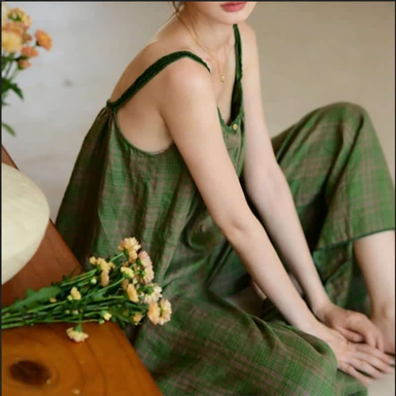 Ownkoti Green Gingham Cami & Pants Pajama Set - image 9