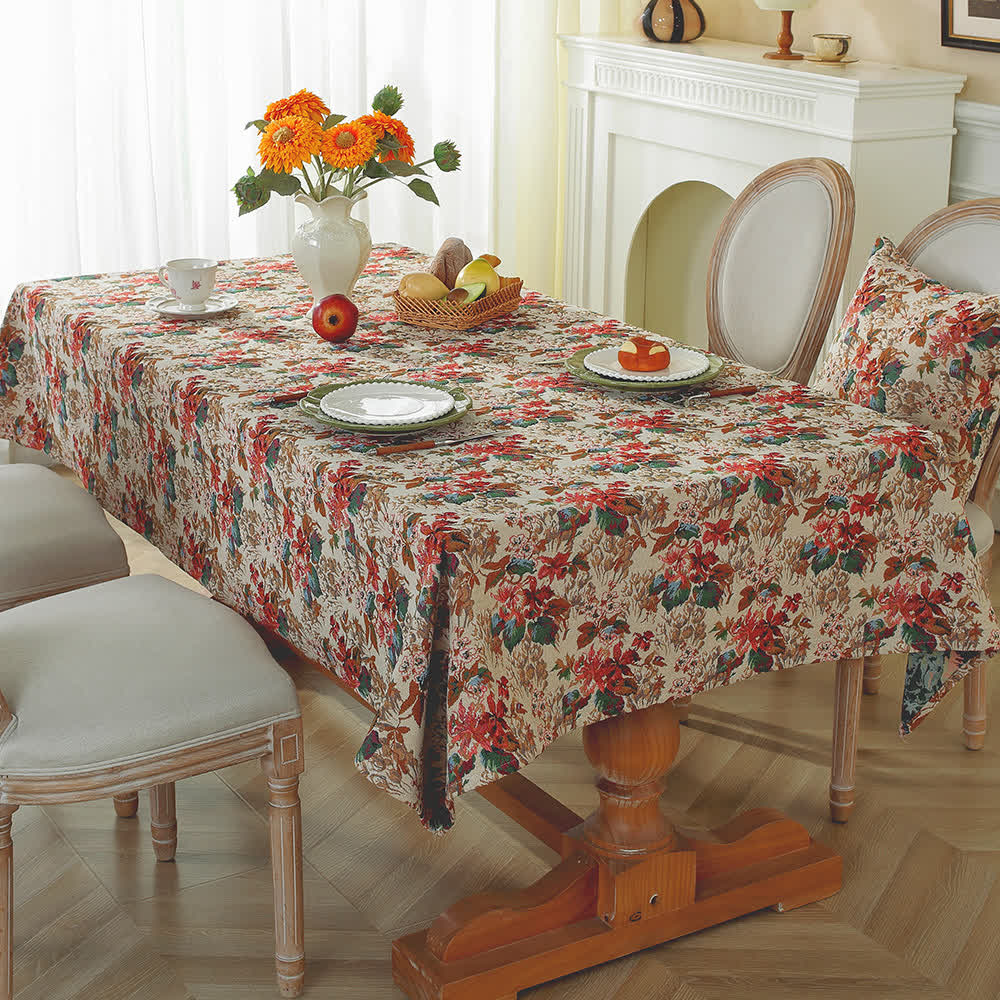 Ownkoti Vintage Oil Painting Floral Jacquard Tablecloth - 55" x 94" - image 0
