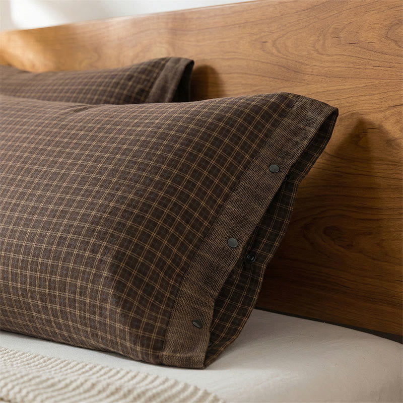 Ownkoti Mini Plaid Button Cotton Pillowcases (2PCS) - image 5