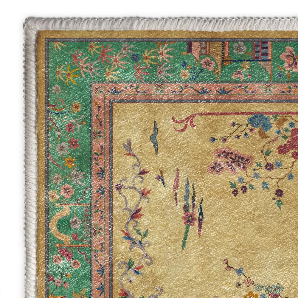 Ownkoti Vintage Oriental Floral & Pavilion Area Rug - image 7