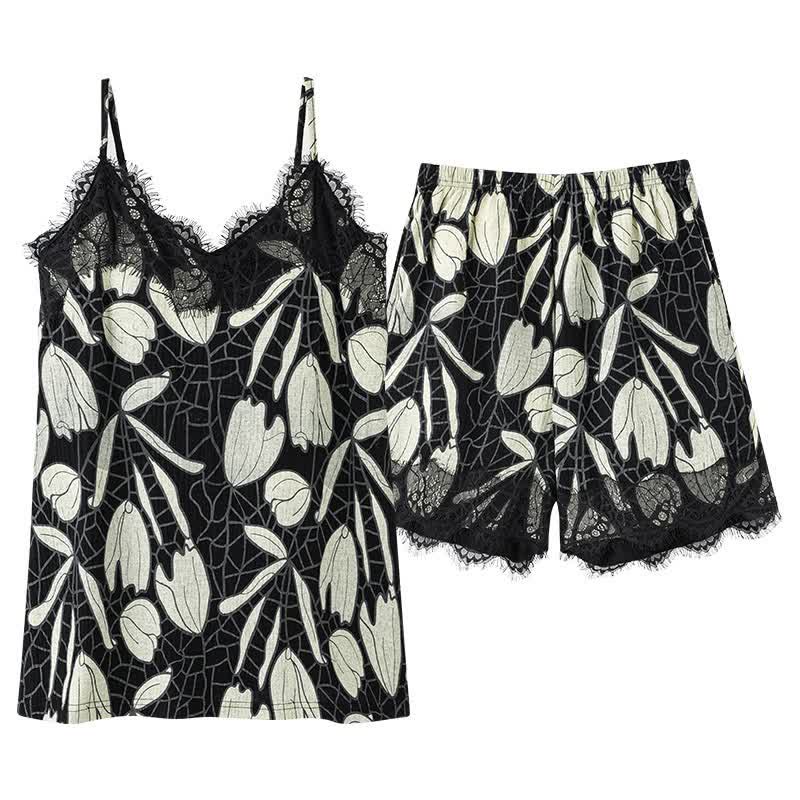 Ownkoti Abstract Floral Cotton Cami & Shorts Pajamas - image 9