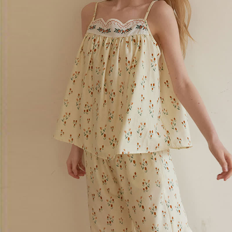 Ownkoti Ditsy Floral Cotton Double Gauze Cami Pajamas - image 8
