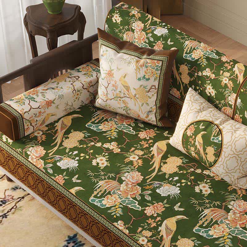 Ownkoti Vintage Floral & Bird Print Sofa Protector - image 6