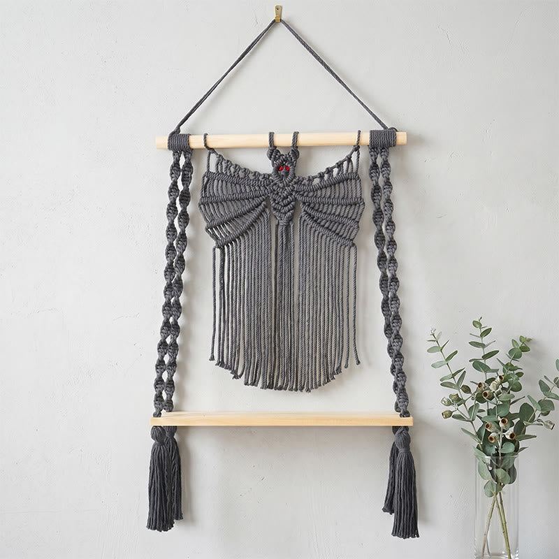 macrame bat plant hanger Ownkoti Boho Bat Macrame Wall Hanging – ownkoti