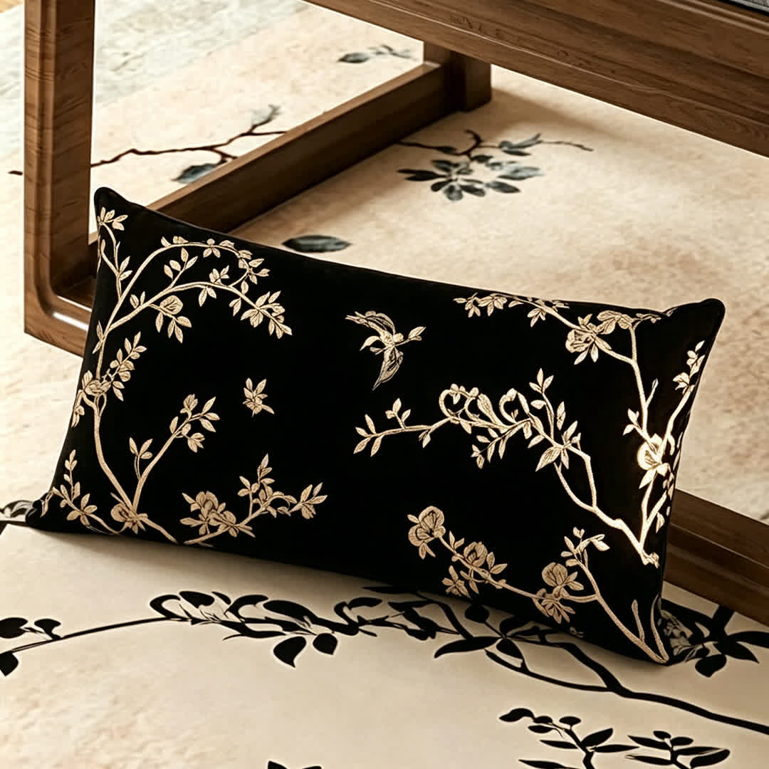 Ownkoti Vintage Oriental Branch & Floral Sofa Slipcover - Throw Pillow - 12" x 19" - image 6