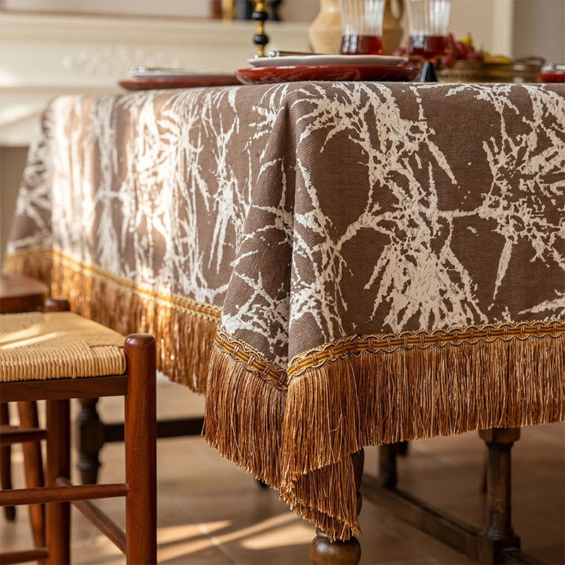 Ownkoti Vintage Bamboo Jacquard Tassel Tablecloth - image 8