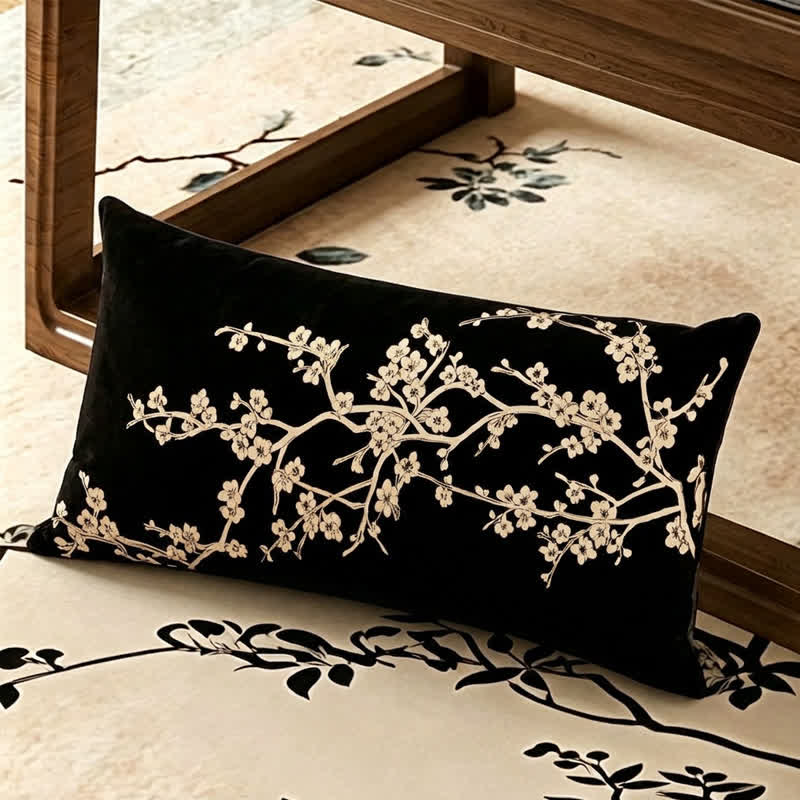 Ownkoti Oriental Plum Blossom Bordered Sofa Slipcover - Throw Pillow - 12" x 19" - image 2