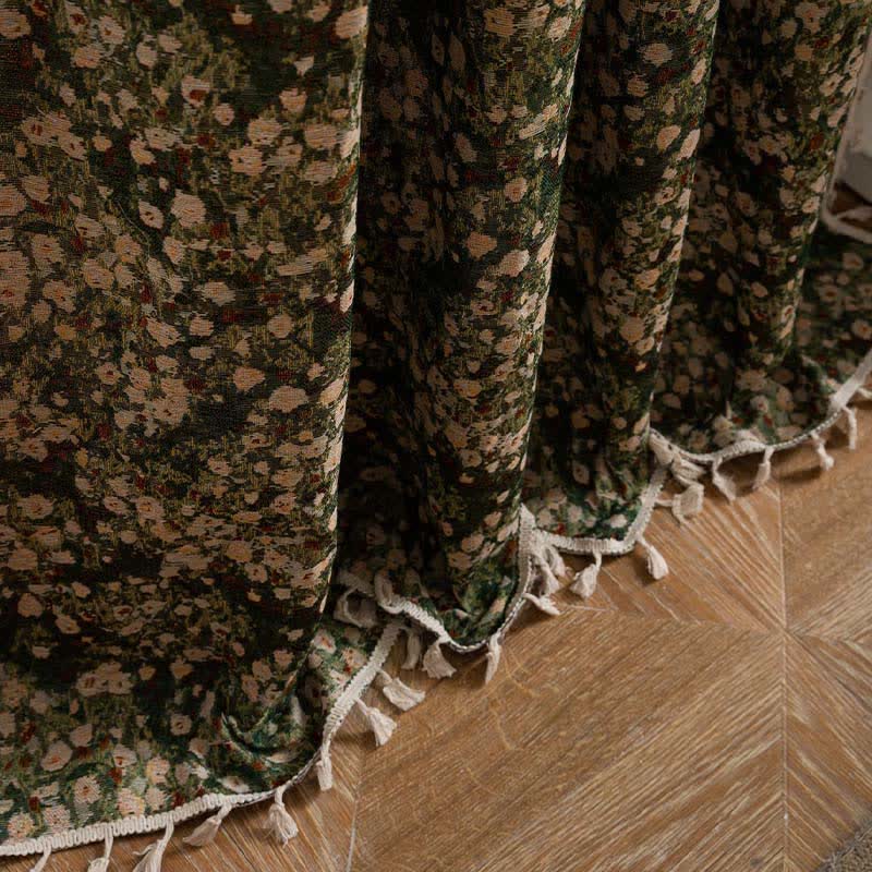 Ownkoti Cottage Style Green Floral Tassel Curtain - image 13
