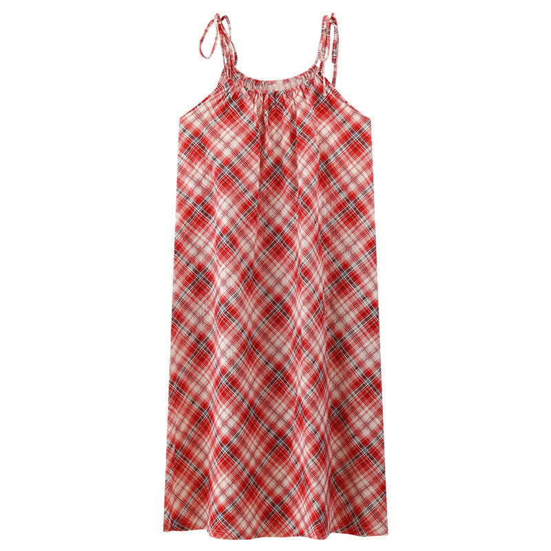 Ownkoti Red Plaid Tie Straps Nightgown - image 7