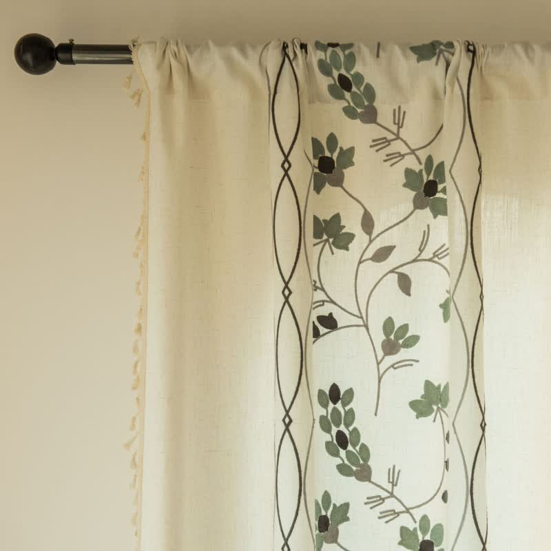 Ownkoti Floral Vine Light Filtering Curtain with Tassels - image 12