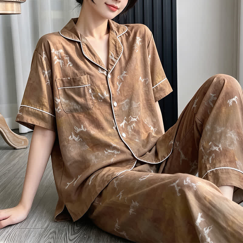 Ownkoti Brown Horse Silky Loungewear Set - image 4