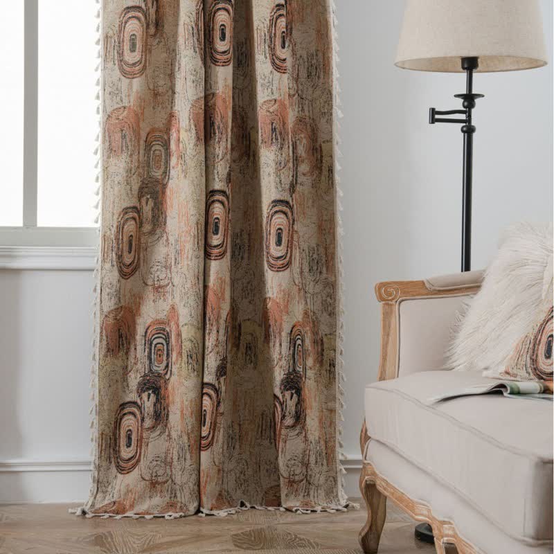 Ownkoti Tree Ring Jacquard Curtain with Tassel - image 3