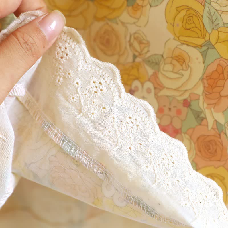 Ownkoti Yellow Floral Lace Trim Cotton Nightgown - image 13